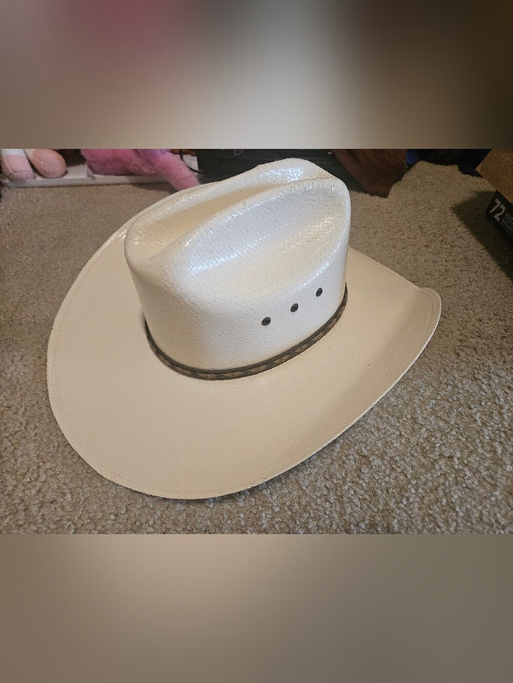 Justin Authentic Western Headwear 10X Mens Cowboy Hat Size 7 1/4 Beige Tan Used.